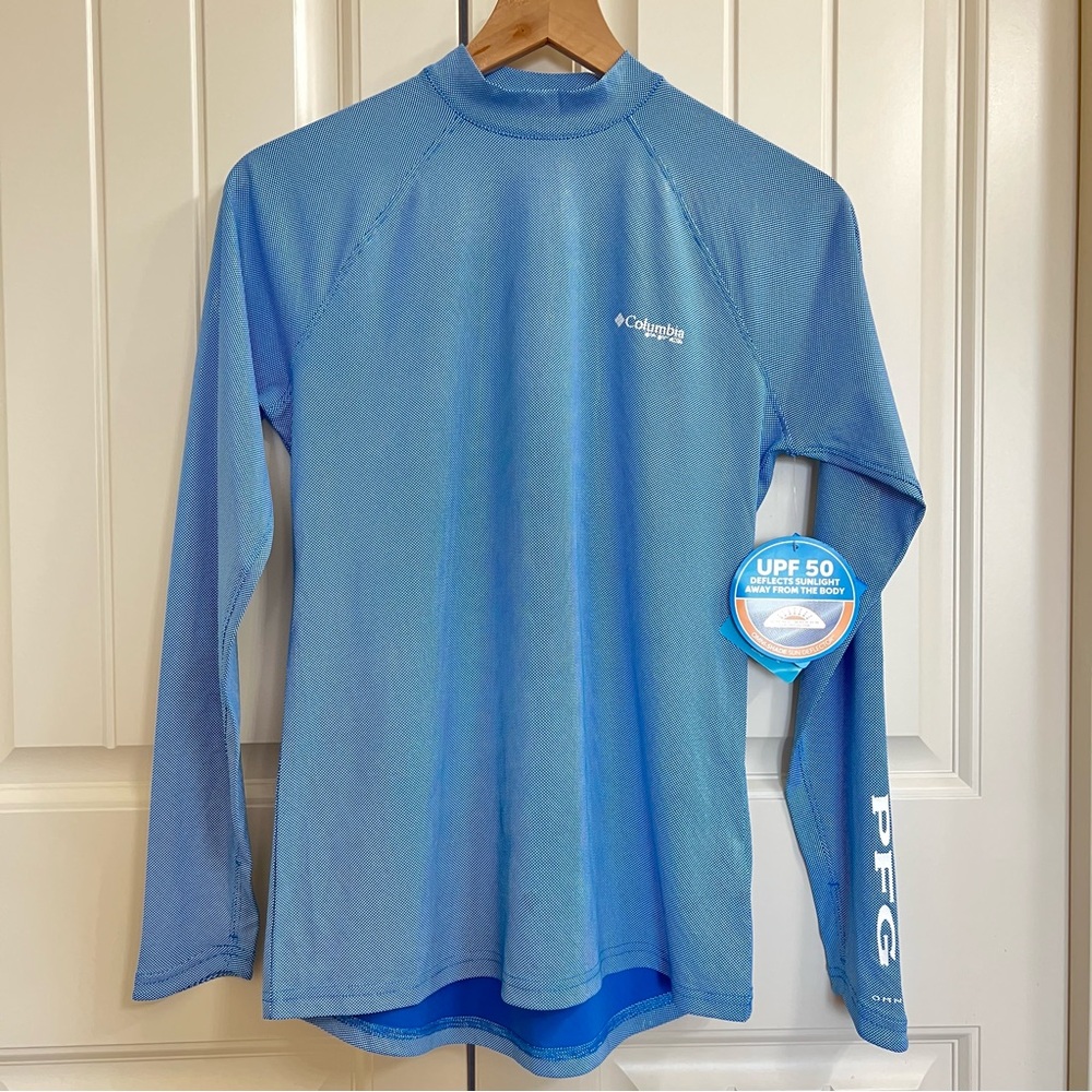 Columbia Womens Tidal Deflector Zero Mock LS Shirt in Blue, Size XS